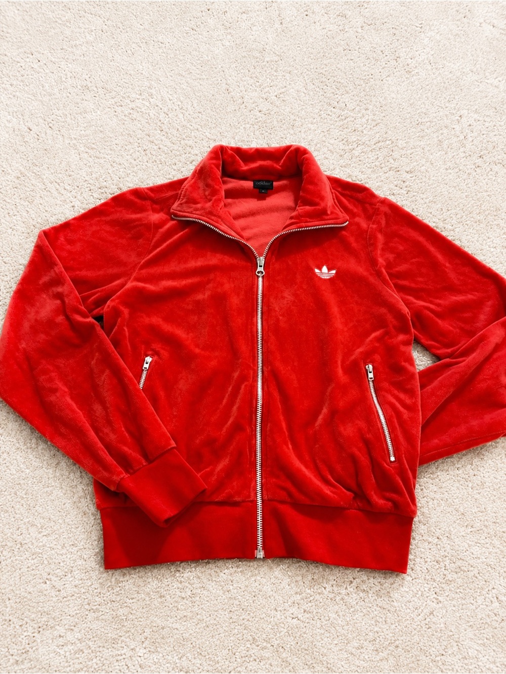 Adidas Red Velour Zip Track Jacket Women’s Size 40 NWT